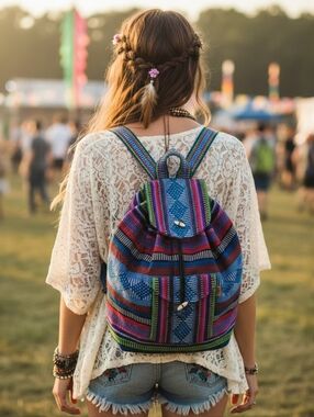 PINZON BACKPACK WOVEN MULTICOLORED SIZE MEDIUM SOUTHWEST BOHO HIPPIE NEW NO TAGS